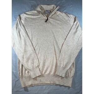 Bexley Mens Beige Cotton Cashmere Quarter Zip Sweater Size M